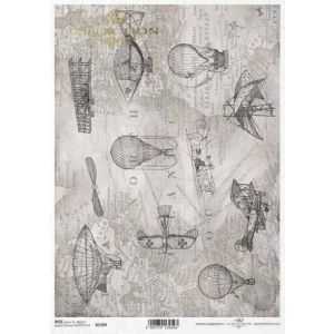 Papier ryżowy do decoupage A4, Środki transportu